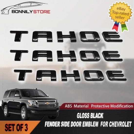 For07-18Chevrolet Tahoe Gloss Black Letter Emblem Door Badges Nameplate Tailgate