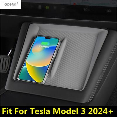 For Tesla Model 3 2024 Silicone Non-Slip Pad Car Central Control Mobile Phone Wireless Charging Pad Accessories Interior Refit