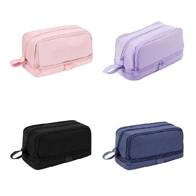Double Layers Pencil Bag Large Capacity Pencil Case Pen Case Solid Color Pen Bag Pencil Organisers