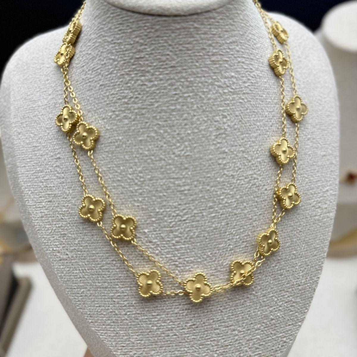 13mm Titanium Steel Four-leaf Clover Necklace New Arrival 20 Flower Necklace Long Sweater Chain gold