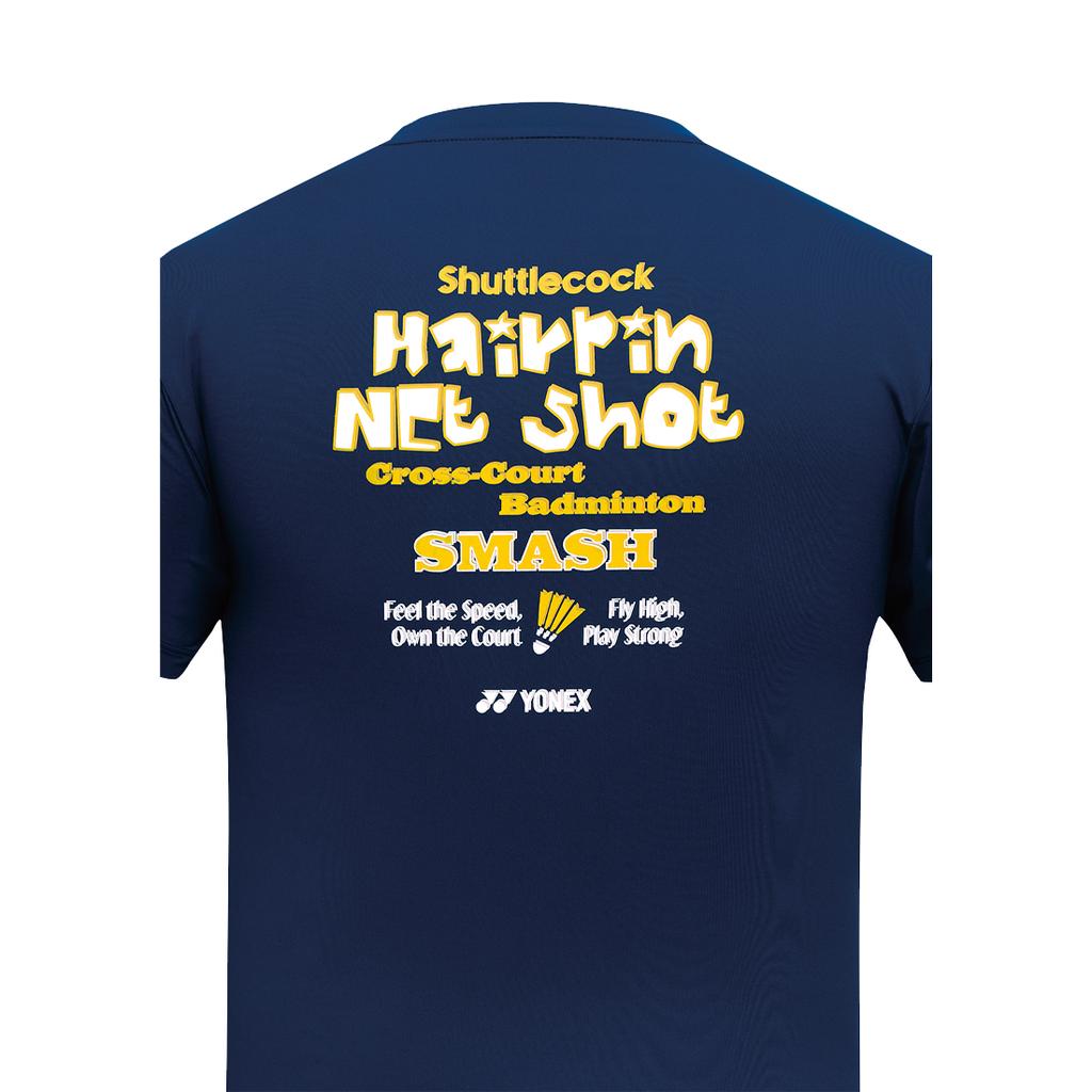 YONEX 259Tr009M Navy Men'S Badminton Text Graphic Short Sleeve T-Shirt