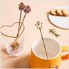 1PCS Kitchen Coffee Tableware Cherry Blossom Spoon Fork Stainless Steel Coffee Spoon Kitchen Star Long Handle Stirring Spoons