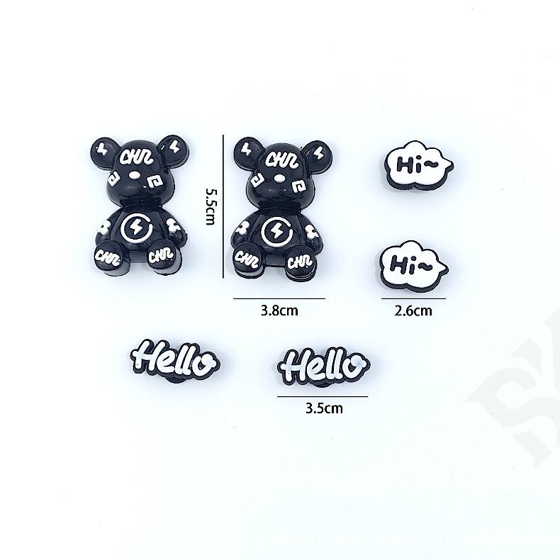 Cartoon Black Bear Detachable Shoe Buckle Decoration Set