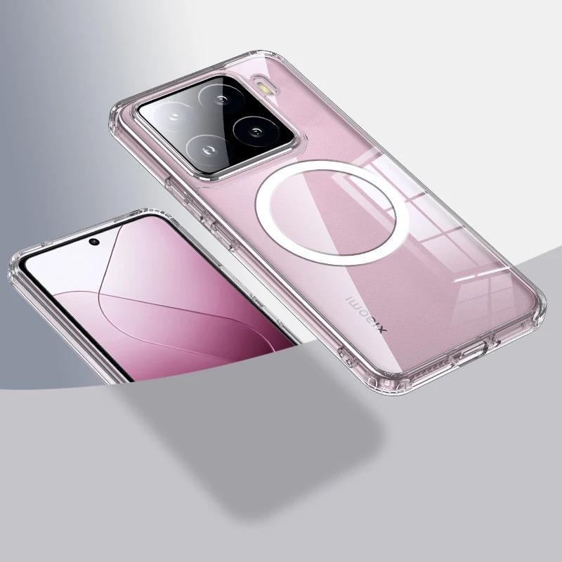 

Прозрачный магнитный чехол Magsafe для Xiaomi 15 Pro, оригинальный чехол с подушкой безопасности, ударопрочный защитный чехол для Xiaomi 15, задняя крышка For Xiaomi 14 чистый