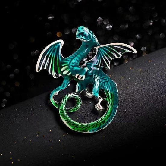 Winged Dragon Brooch Retro Colorful Dragon Brooch Pin Decorative Alloy Lapel Pin Clothes Accessory for Backpack Hats Jackets Decoration