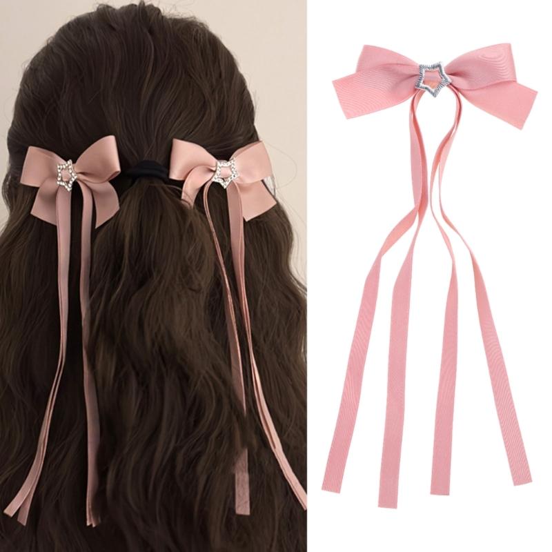 Long Ribbon Bowknot Hair Clip Sweet Girl Ballet Hairpin Women Hair Styling Accessories for Thin Hair French Barrettes