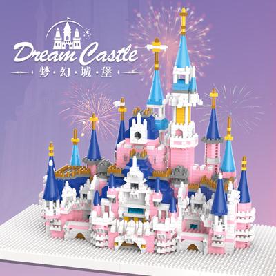Microgranular Building Block Large Pink Fantasy Castle Princess, Castle Assembly Educational Toy Compatible With Lego