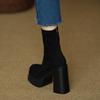 College style thick-heeled boots, long legs in autumn and winter, foreign style versatile fashion socks boots,  Martin boots for women