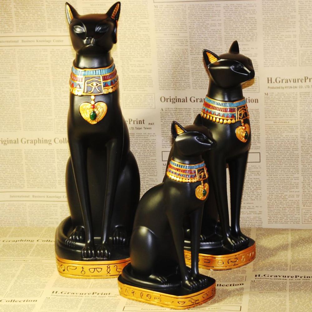 Estilo Egípcio Deusa da Lua Gato Deus Estatueta Resina Colecionável Estátua Decoração de Casa