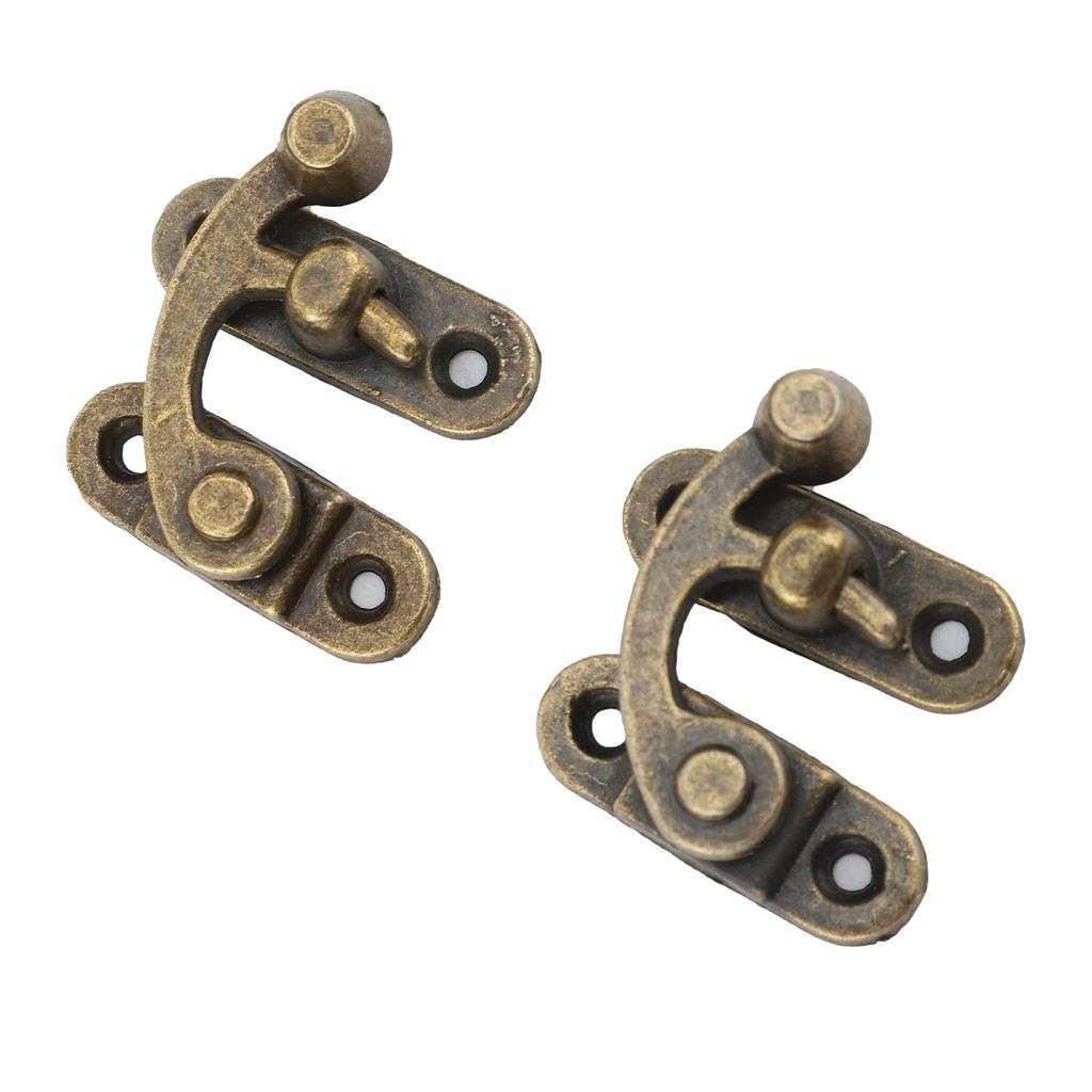 6 Set Swing Arm Clasp Latch Bronze Mini Vintage Antique Lock Clasp Left Right Hook Hasp Horn Metal Catch Curved Buckle
