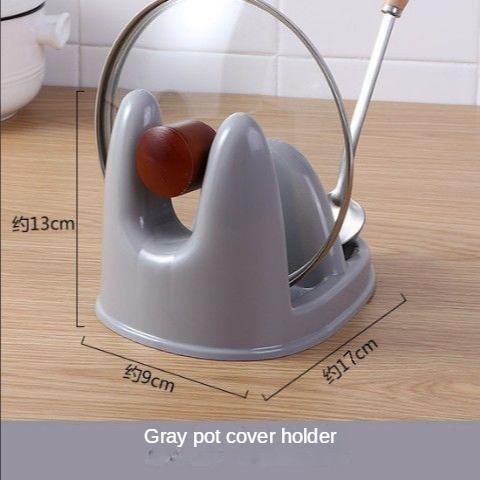 Multi-function Pot Lid Holder Kitchen Storage Rack Plastic Spoon Rest Desktop Kitchen Tools Organizer Pan Cover Holder Storage Dark Grey