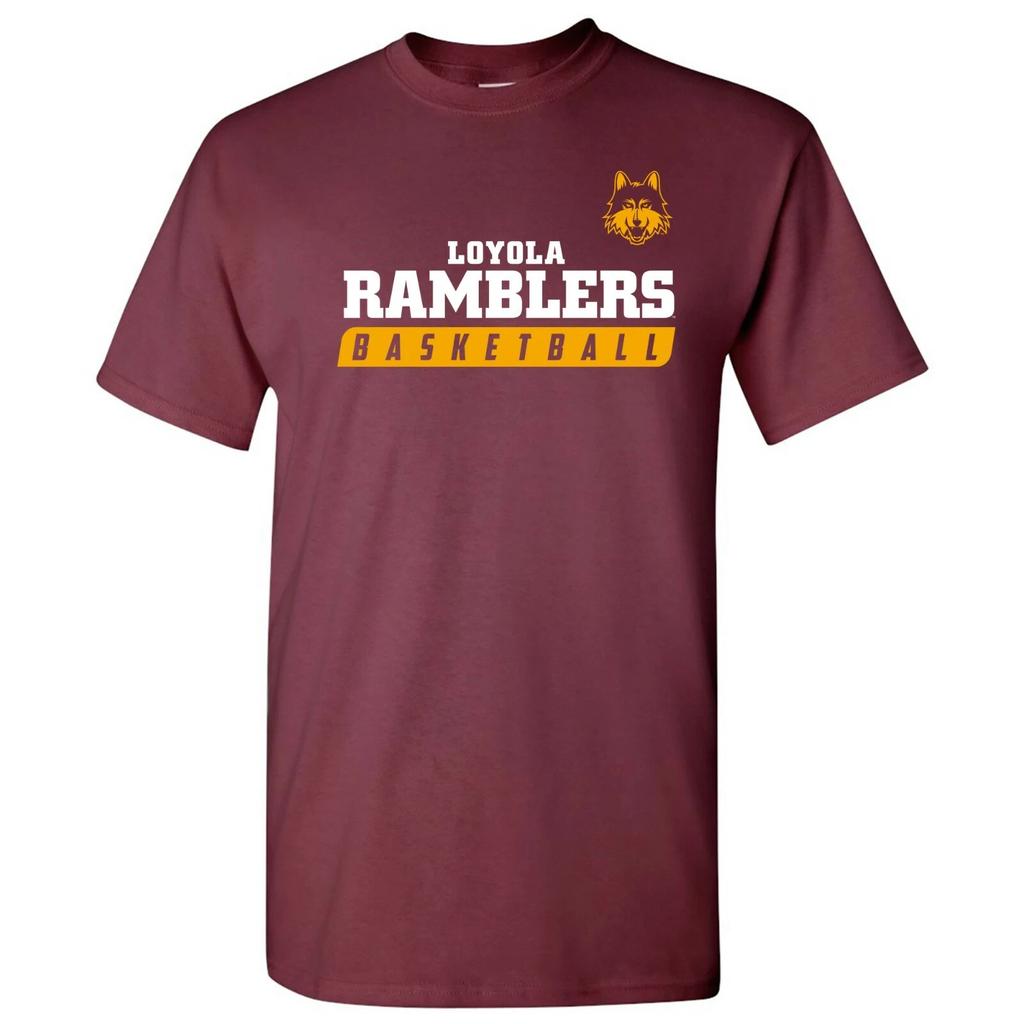 Loyola University Chicago Rambler Basketball Slant Licensed T-Shirt - Maroon