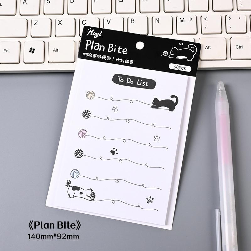 Kawaii Stationery High Quality Self Adhesive Reminder Feline Sticky Notes Portable Black White Notepads For Office Students Home