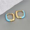 ANENJERY Geometric Square Colorful Oblong Hoop Earrings For Women Trendy Jewelry