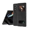 Nappa Texture Leather Stand Shell Sensor Phone Case for Samsung Z Fold 7 6 5 4 3 Kickstand Wallet Card Slot Shockproof Cover