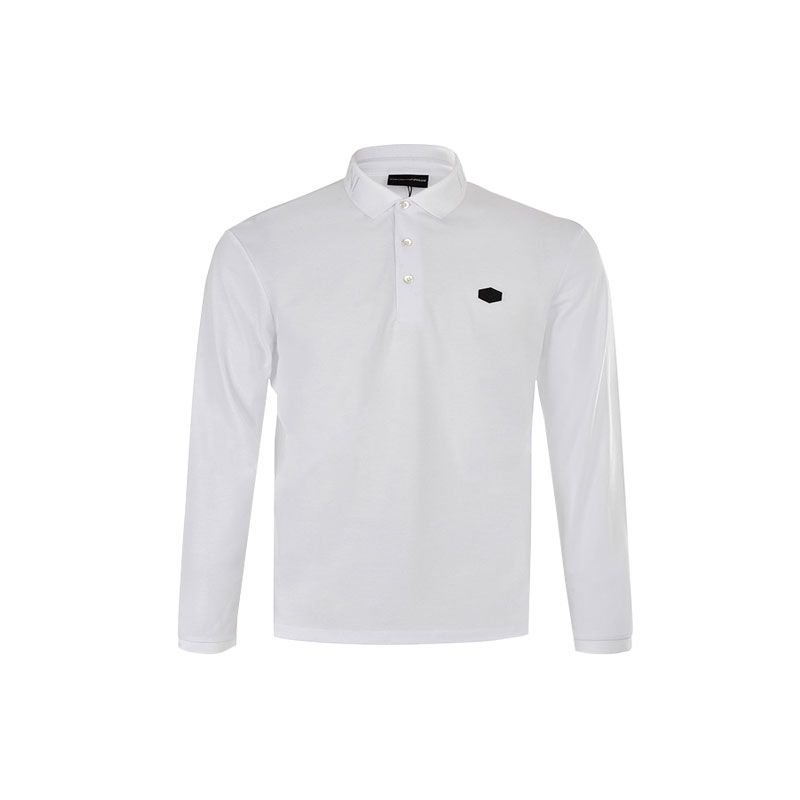 Emporio Armani Embroidered Letter Long Sleeve Polo Shirt Men tops White 6G1FN3-JBQZ-F125 L