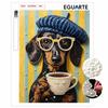 Kreatives DIY-Rahmen-Perlenkunst-Set mit Dackel-Kaffee-Muster Funkelnde Perlenleinwand Fertig zum Aufhängen Entspannendes Geschenk für Erwachsene Kunsthandwerk