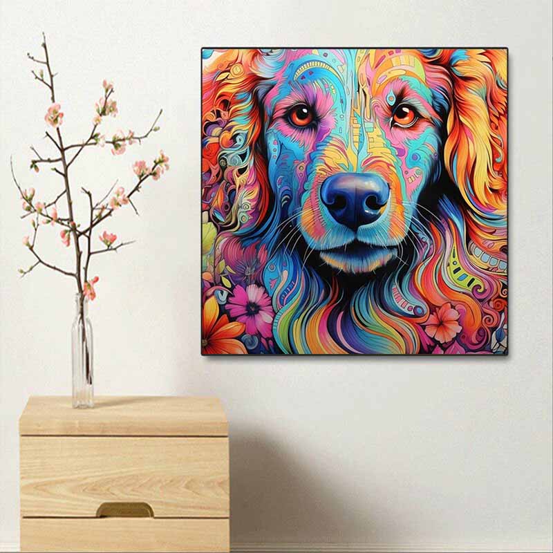 New Arrival 5D DIY Full Circle Diamond Painting "Colorful Puppy" Embroidery Cross Stitch Home Decor Gift
