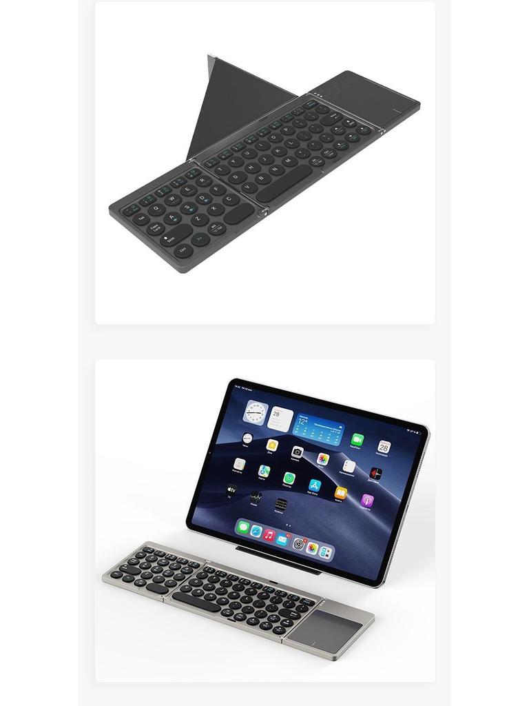 Foldable PU Leather Bluetooth Keyboard with Touchpad for Mobile Phones & Tablets