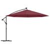 Cantilever Umbrella with LED Lighting Steel Pole Burgundy Red 350 Cm