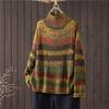 Johnature Women Vintage Striped Pullover Sweaters Mock Neck Long Sleeve Spring Long Sleeve Casual Sweaters