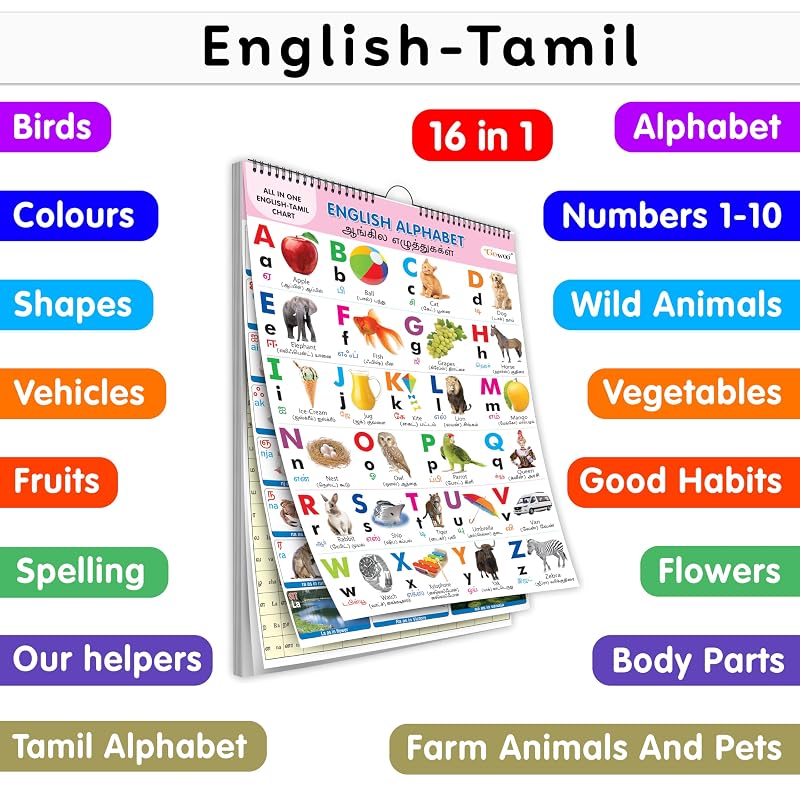 ENGLISHTAMIL Chart For Kids ( Charts ) x cm Children Spiral Wall Picture Chart