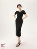 Modal Crew Neck Ruched Waist Knee-Length Dress - Short Sleeve, Slimming, Simple, Versatile Fashion