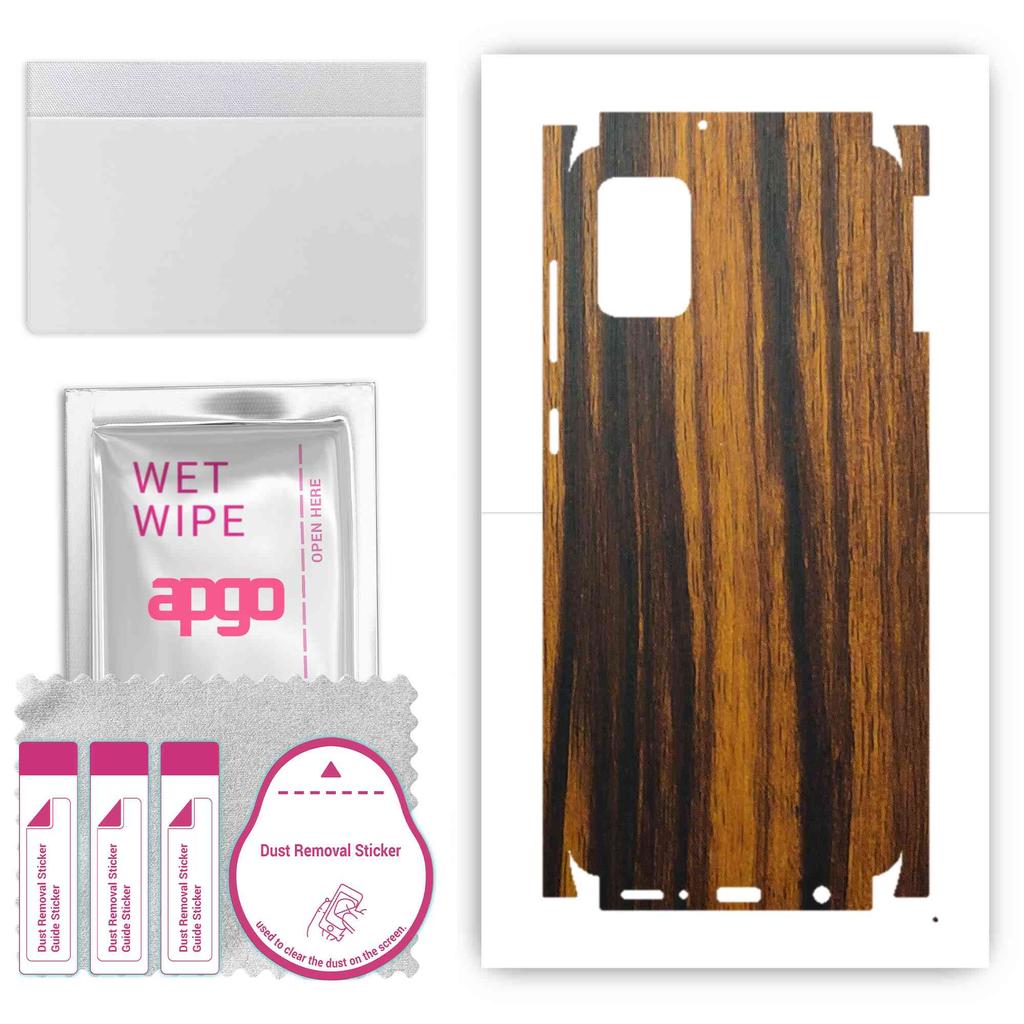 apgo Adesivo protettivo per la parte posteriore+i lati compatibile con Samsung Galaxy A31, Pellicola avvolgente completa, Pellicola, Vinile - Motivo Tigerwood