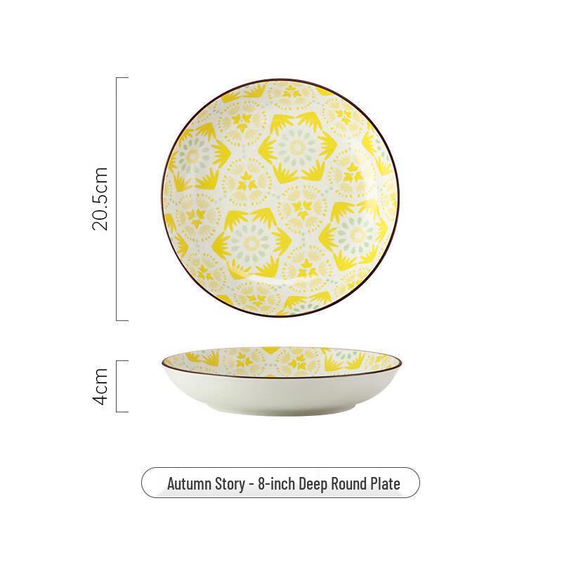 

Bohemian Floral Underglaze Ceramic Deep Dinner Plate