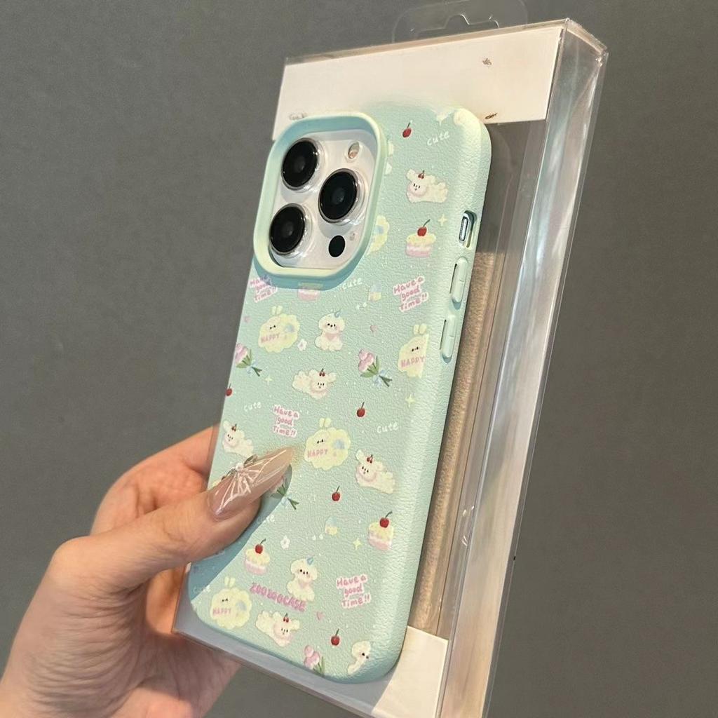 Mint Green Skin Pattern Puppy Suitable for Apple 15 ProMax Mobile Phone Case IPhone 14 Niche 13 Anti-fall 12 Soft Shell