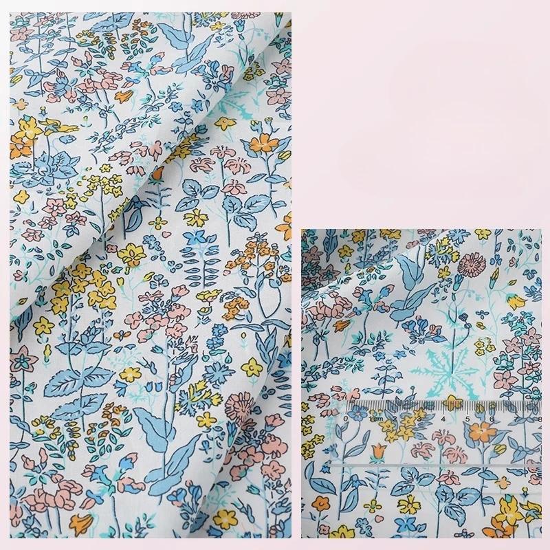 Wide 145cm Pastoral Flower Summer Poplin Cotton Fabric for DIY Children's Clothing Cloth Making Bedding Quilt Decoration Home