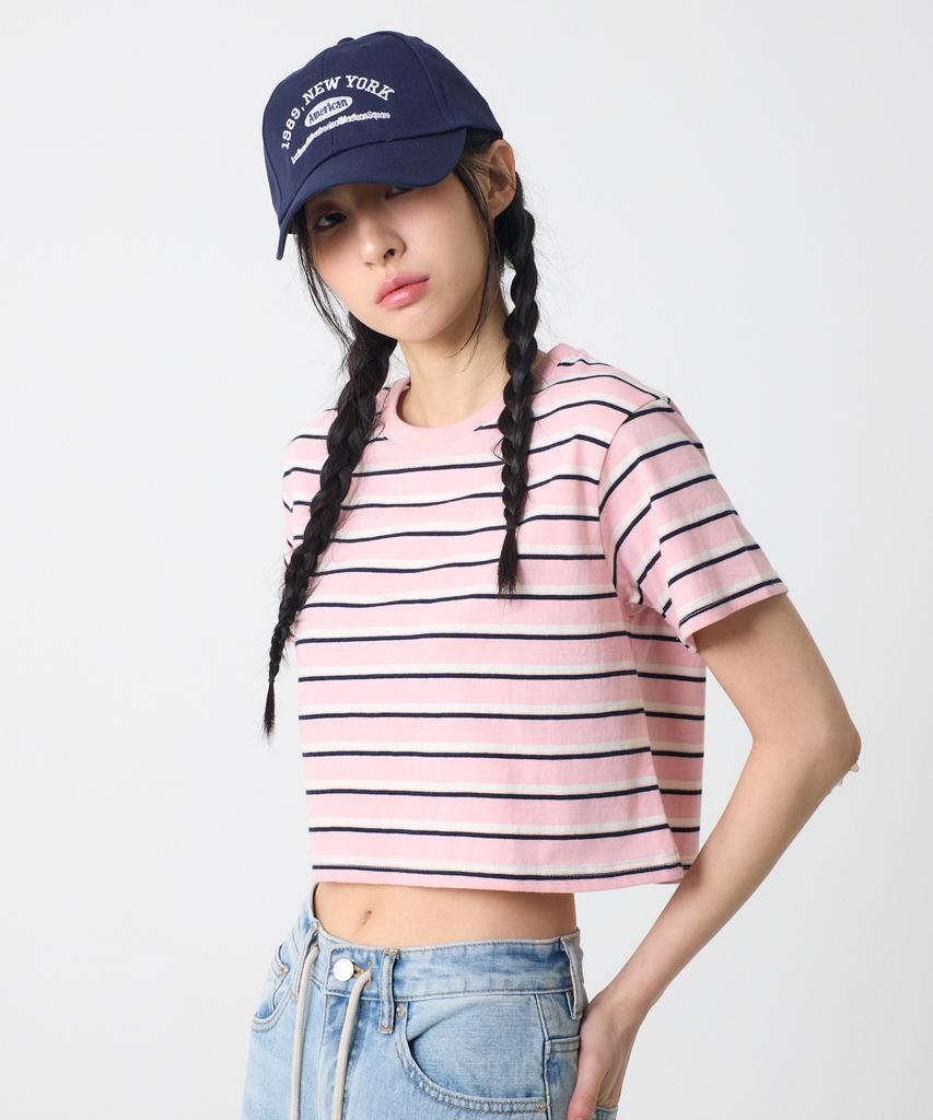 UNKNOWN PLANET Pink Striped Crop Top