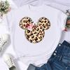 Unisex Mickey Mouse Fashion Leopard Minnie Head T Shirt T-shirt Cartoon Graphic Print Tshirt Streetwear Tops Clothing