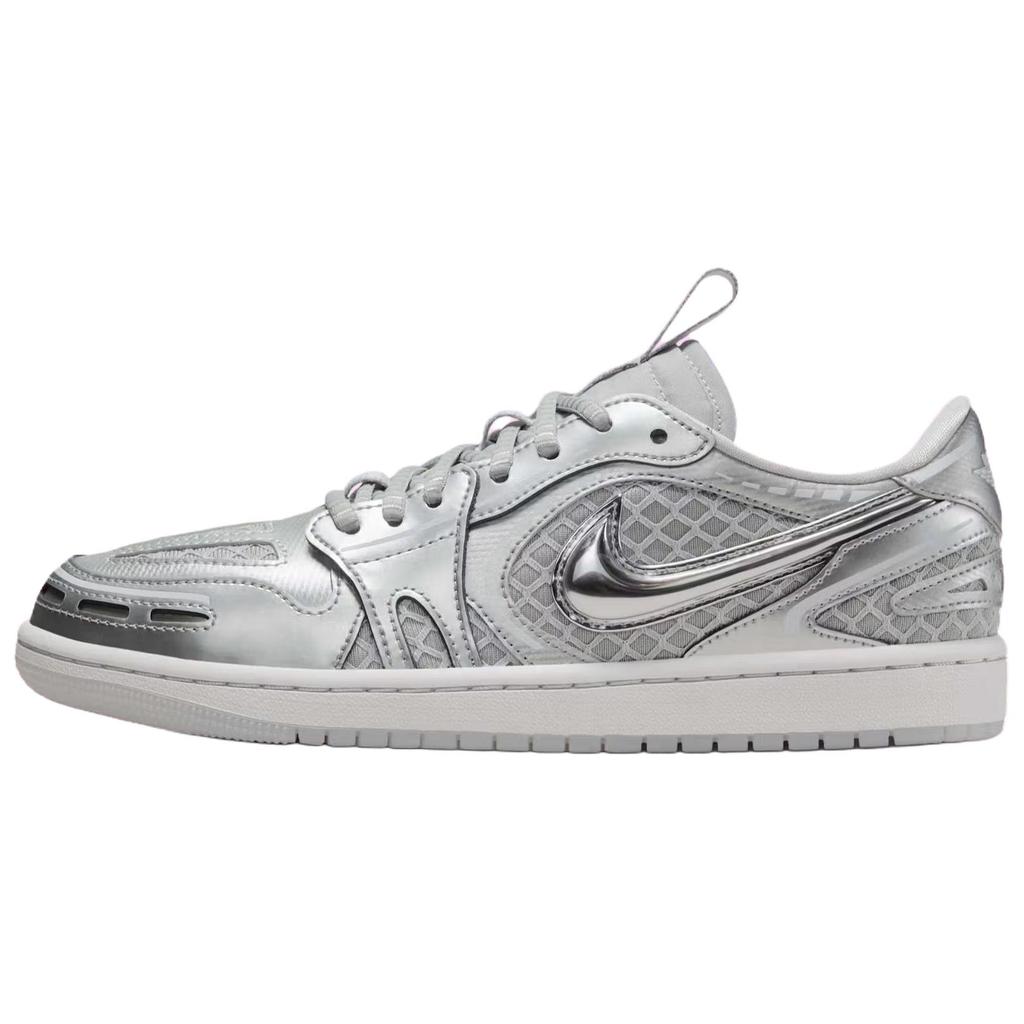 New Jordan Air Jordan 1 Abrasion Resistant Low Top Vintage Basketball Shoes Women's Silver Gray HQ2186-002