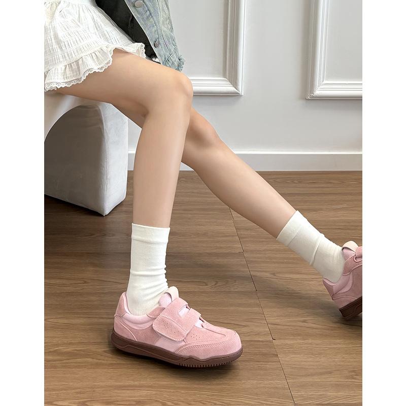Sheepskin version of genuine leather retro round head muffin thick sole Velcro German training shoes women's casual sports shoes versatile little