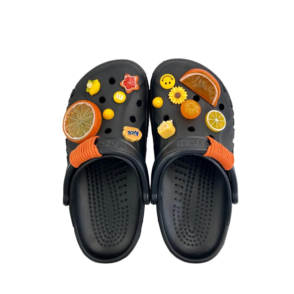Crocs Baya EVA Orange C Beya Beach Fashion Casual Versatile Comfortable Hole Shoes Unisex Black