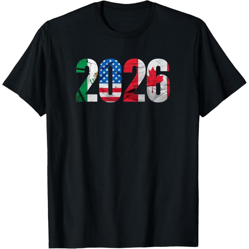 2026 Football Design Three Nations Flags TShirt Soccer Part Supplies Clothing Unisex Unisex Fashion Crewneck Cotton Short Sleeve