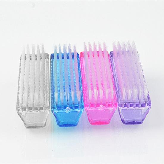 4Pcs Plastic Handle Grip Nail Dust Brush Fingernail Scrub Cleaner Pedicure Tools