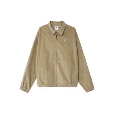 Retro Embroidered Logo Corduroy Collar Zip-Up Long-Sleeve Jacket Men Outerwear Brown DX9071-247