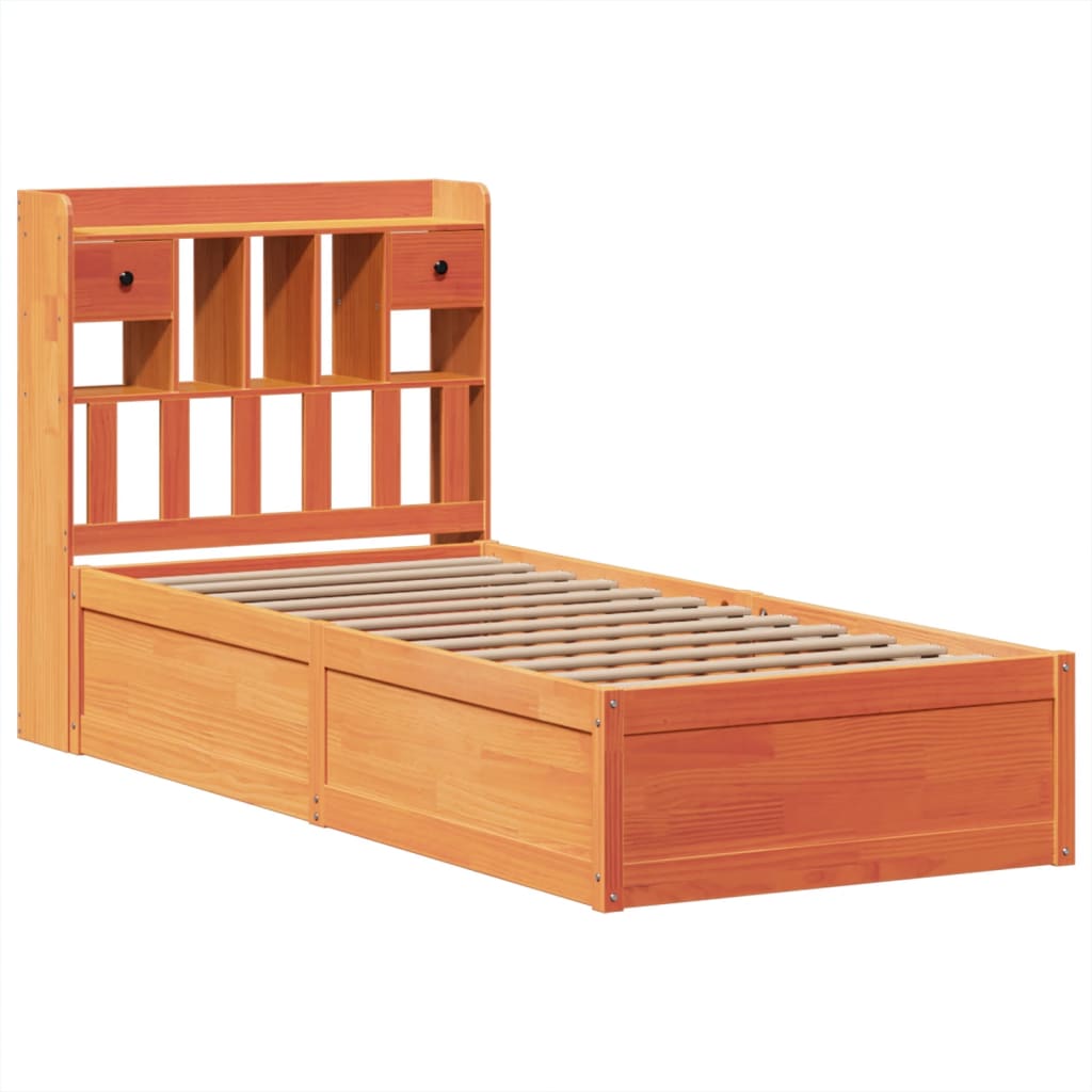 Solid Wood Bed without Mattress Wax Brown 75 x 190 cm Pine Wood