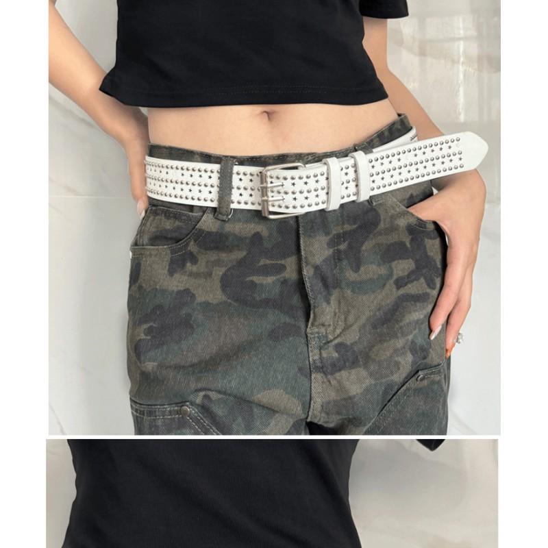 Y2K White PU Belt With Rhinestone Embellishment Jeans Or Casual Pants Alloy Pin Buckle 3.8cm Wide 100cm Length