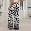 Women Loose Fit Wide Leg Trousers Casual High Waist Elastic Waistband Printed Long Pants for Everyday Wear