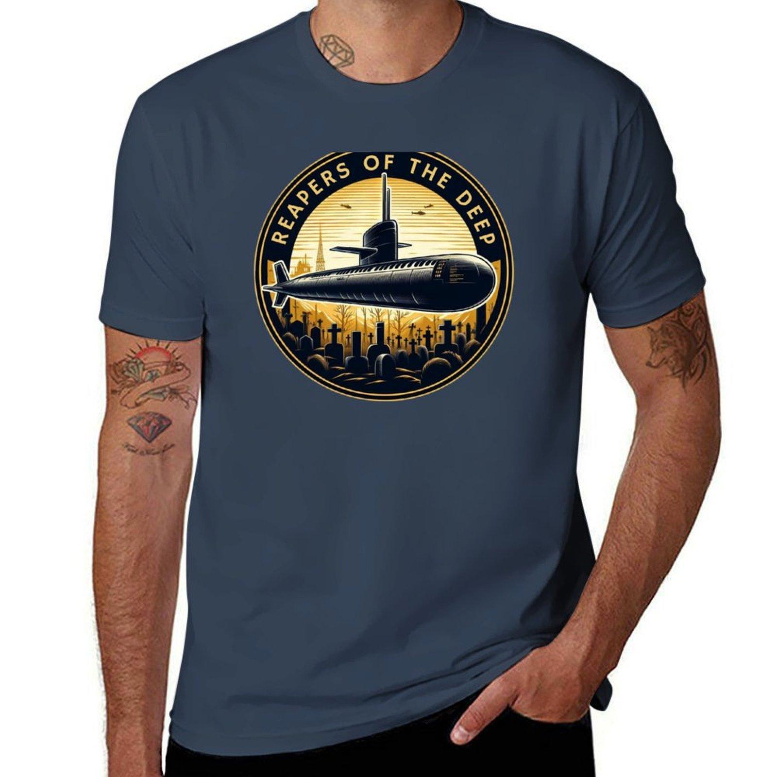 Submarine Tshirt Art Pattern Printed Casual Top S