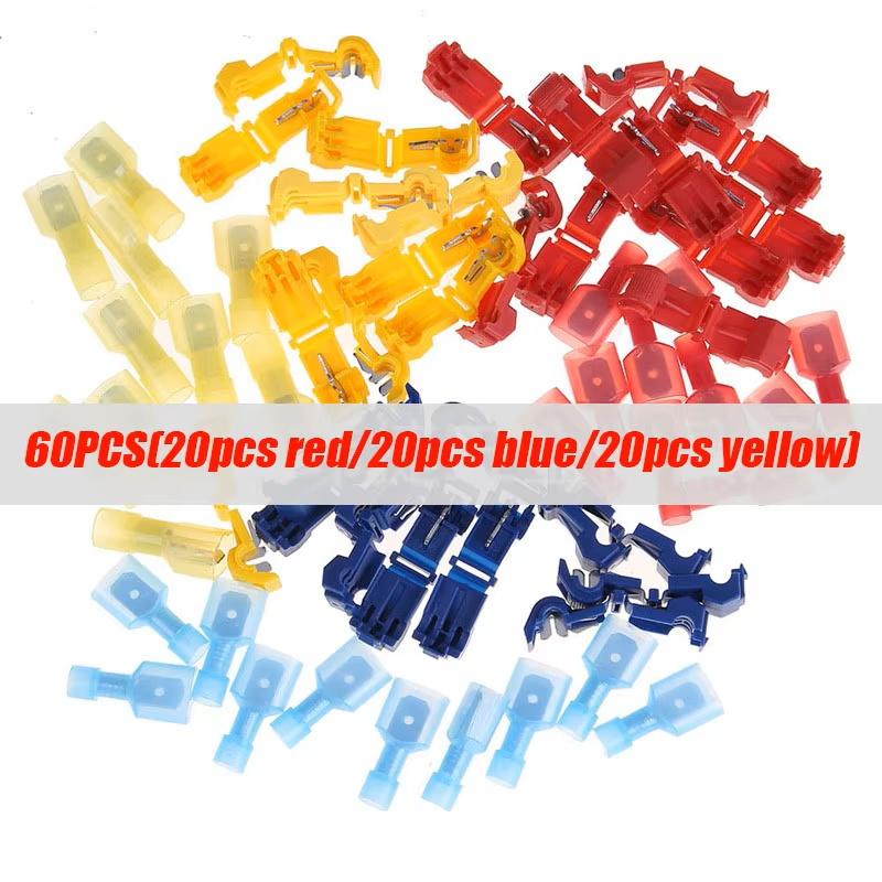 60-480PCS T Tap Wire Connectors Kit Electrical Connectors Kit Spade Terminals Quick Splice Disconnect Wire Taps (22-10 AWG)
