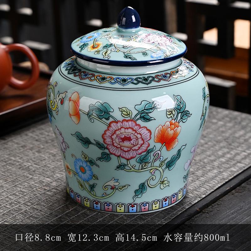 Ceramic tea jar Enamel General Jar moisture-proof sealed jars green tea home storage jars tea and sugar coffee storage boxes
