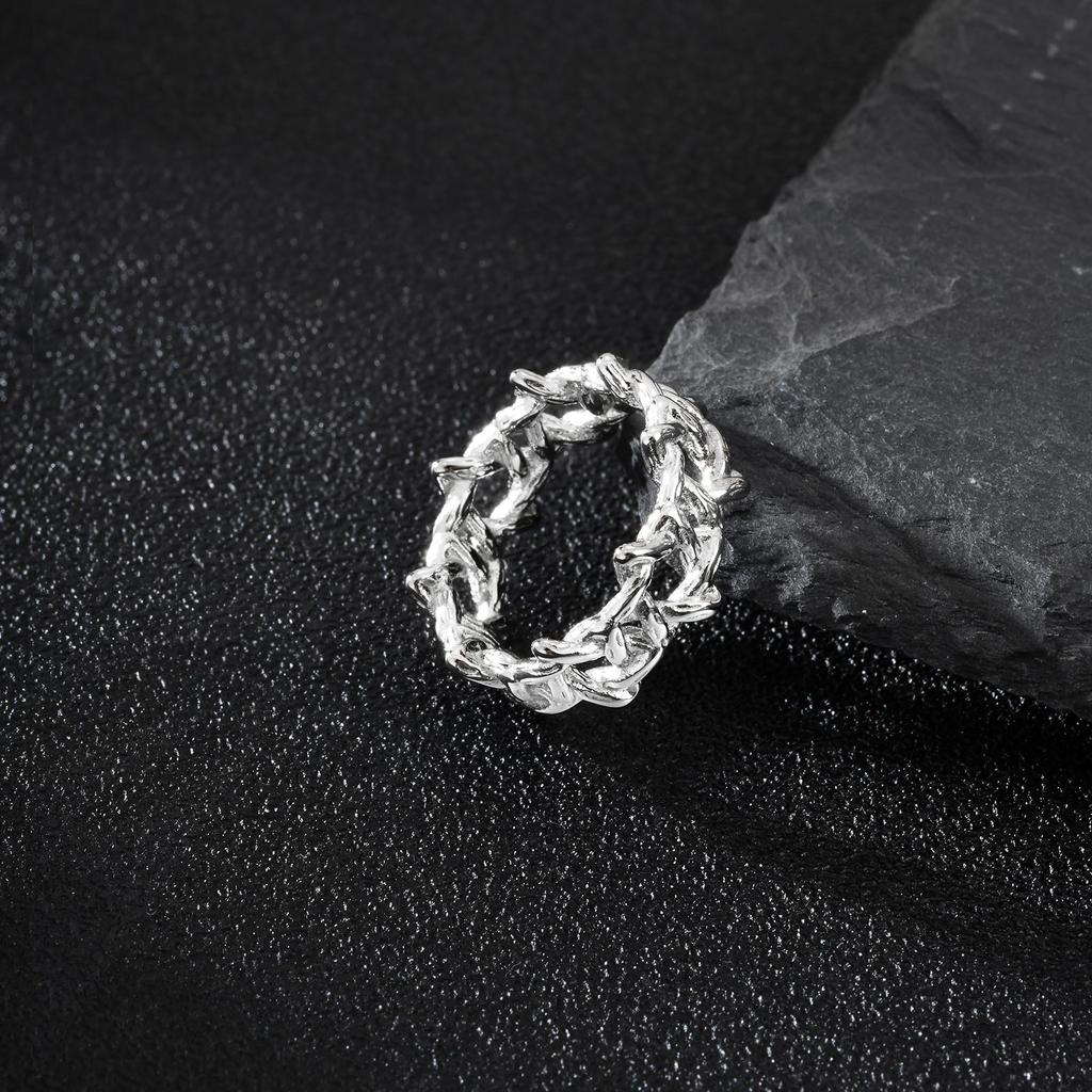 Anello Personalità in Acciaio Inossidabile con Spine Irregolari per Uomo, Anello Stella a Sei Punte con Texture Punk Retrò, Gioielli Geometrici Hip-hop