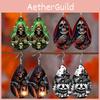Horror Themed Halloween Skull Pumpkin Pattern Women Earrings For Cosplay Use