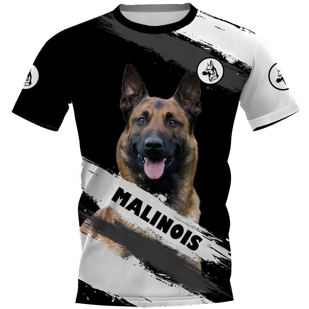 Sommer Rundhals 3D Hundeaufdruck Top Modische Lässige Kurzarm Herren T-Shirts