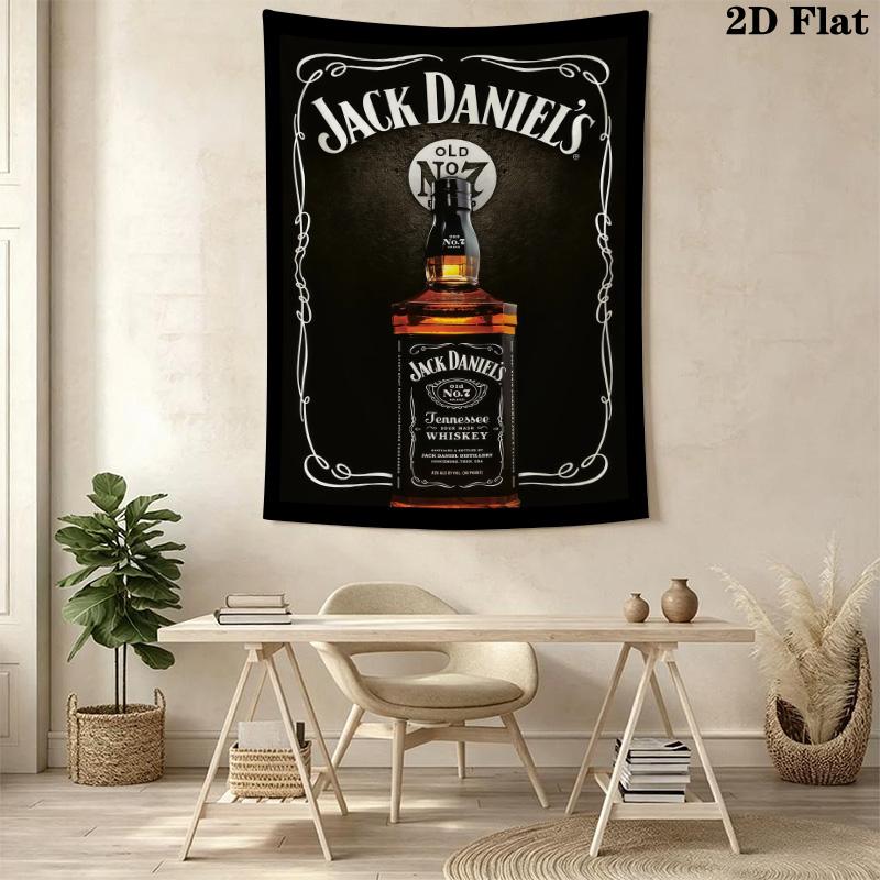 Jack Daniel'S Tennessee Whiskey Bottle Tapestry Wallmounted Background Cloth Atmospheric Background Cloth Homestay Soft Decoration Tapestry