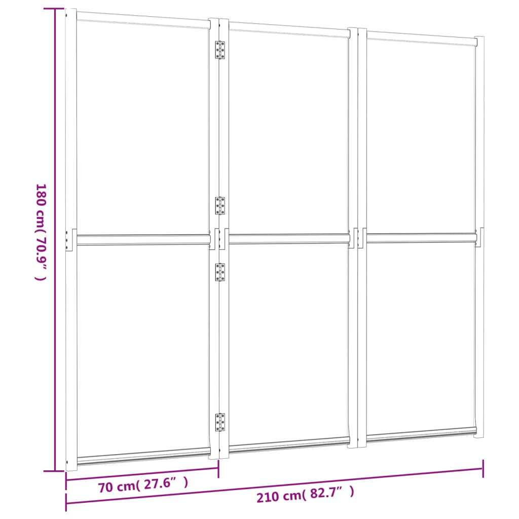 Vidaxl Parawan 3-Panelowy, Czarny, 210 X 180 Cm